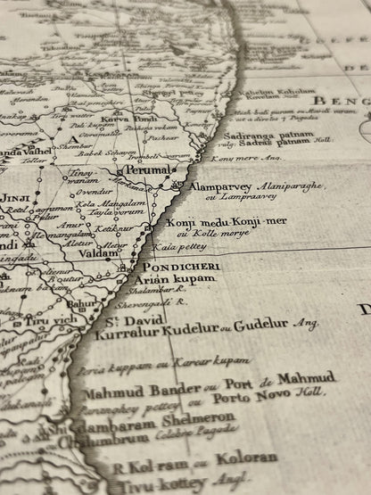Carte geographique ancienne Pondichery Tamil Nadu