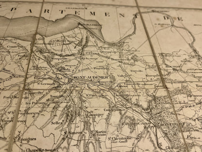 Carte geographique ancienne Pont-Audemer Eure