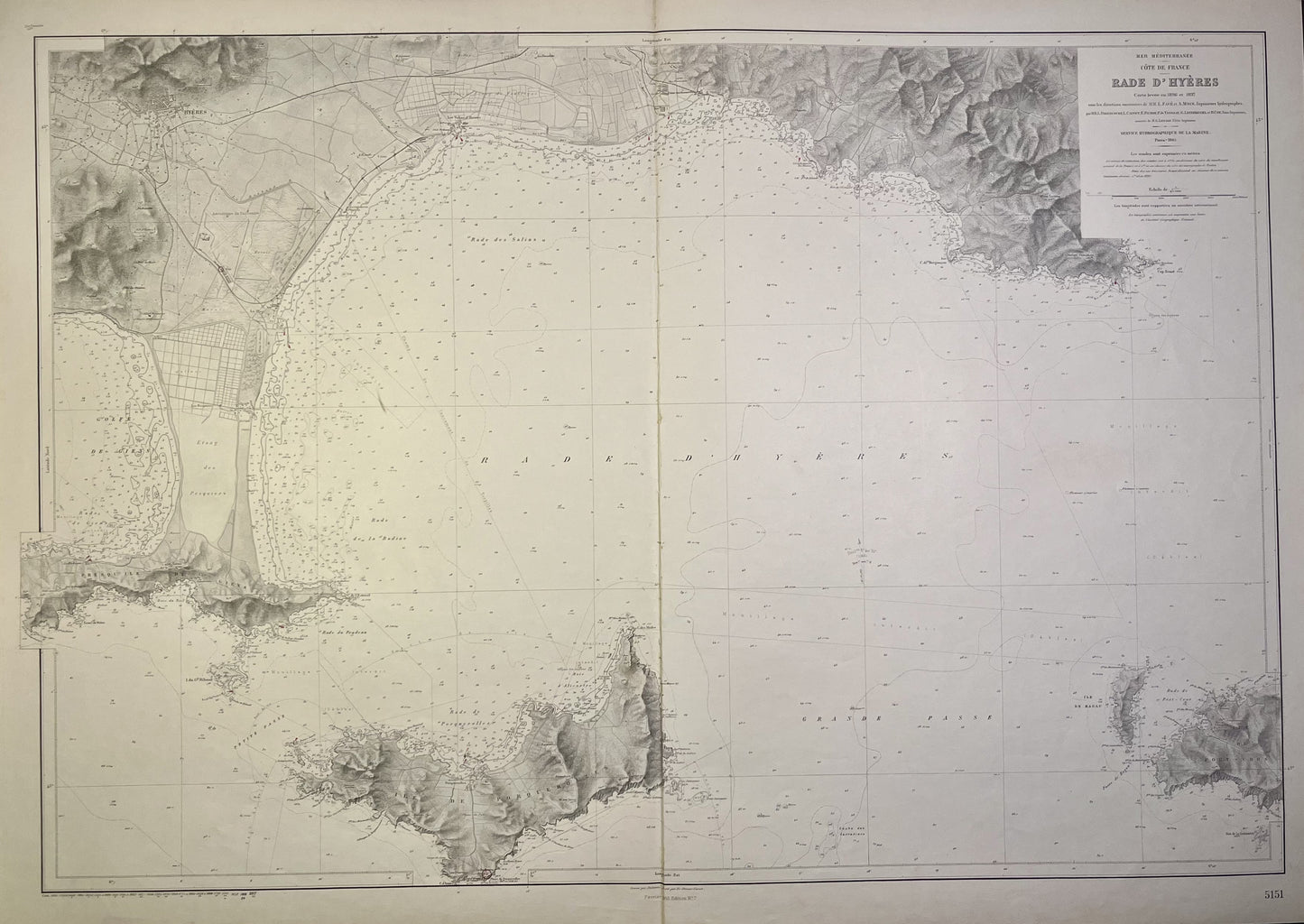 Carte geographique ancienne Porquerolles Hyeres