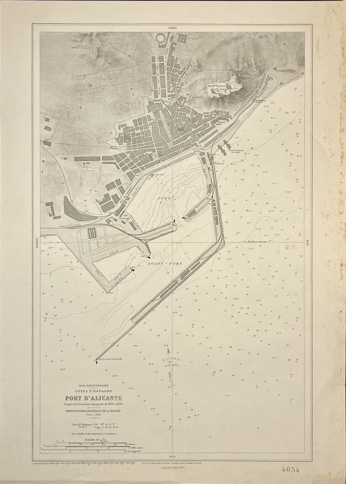 Carte geographique ancienne Port Alicante