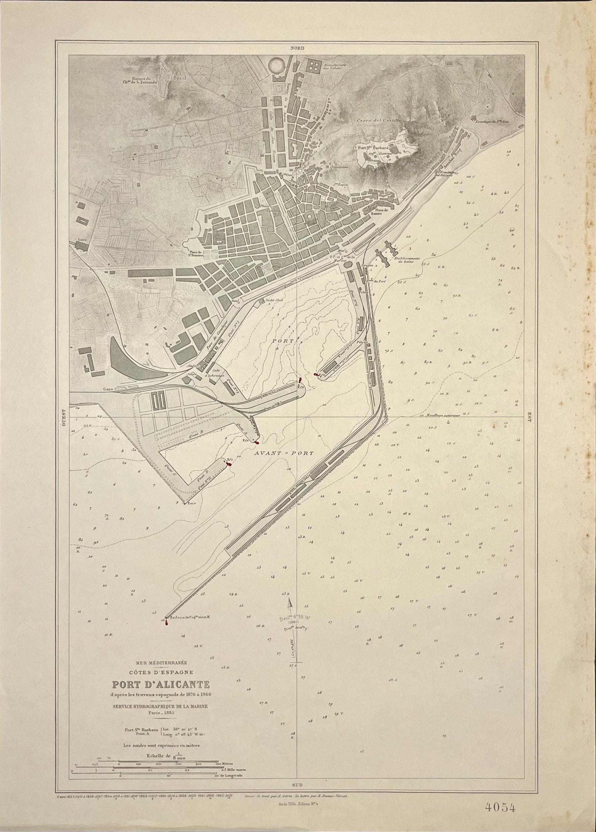 Carte geographique ancienne Port Alicante