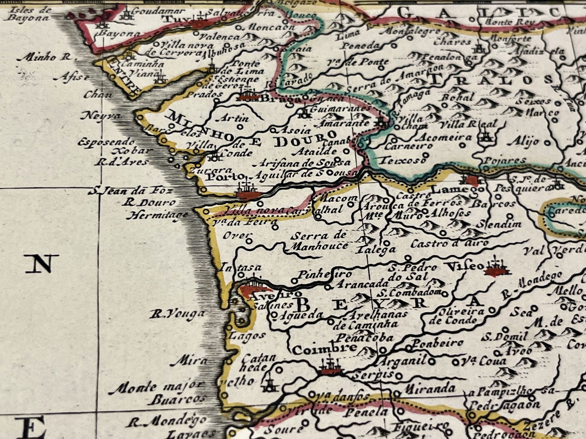 Carte geographique ancienne Porto Portugal