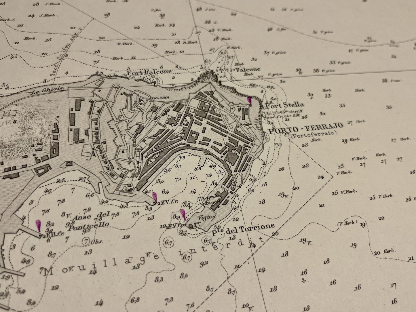Carte geographique ancienne Portoferraio Elbe