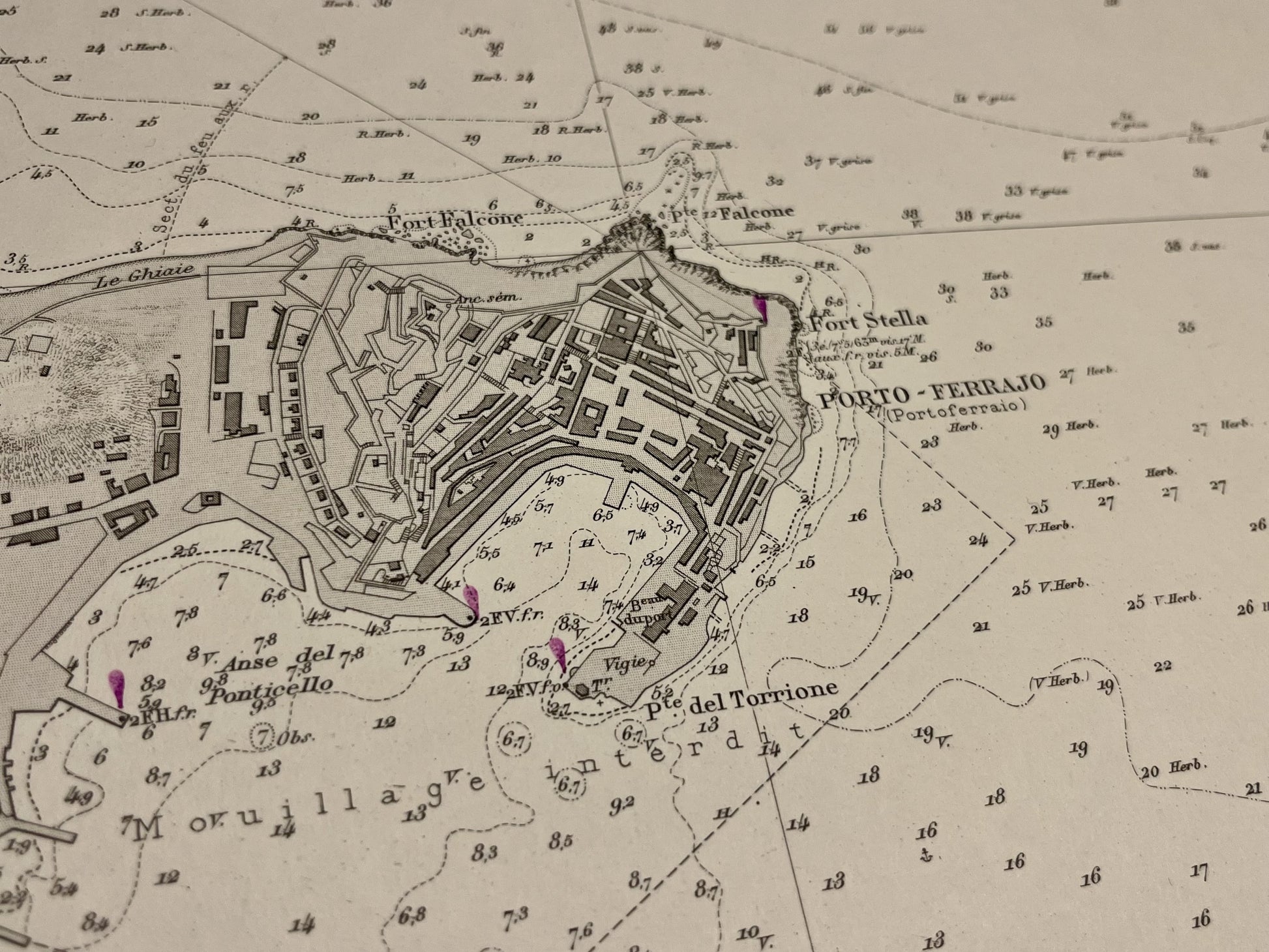 Carte geographique ancienne Portoferraio Elbe