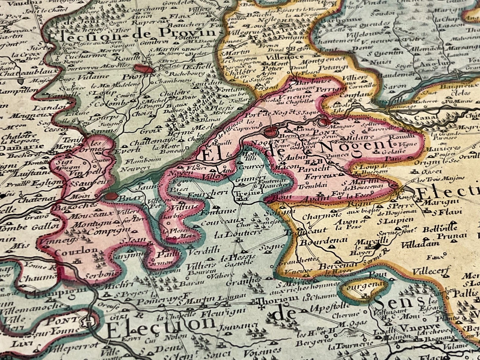 Carte geographique ancienne Provins Nogent-sur-Seine