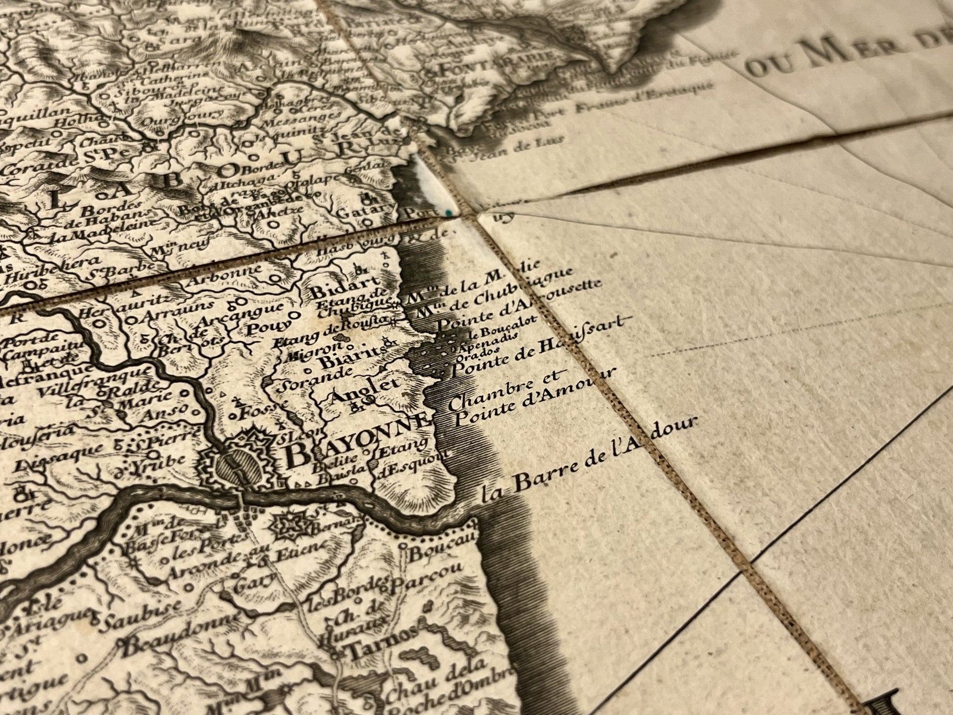 Carte geographique ancienne Pyrenees et Bayonne