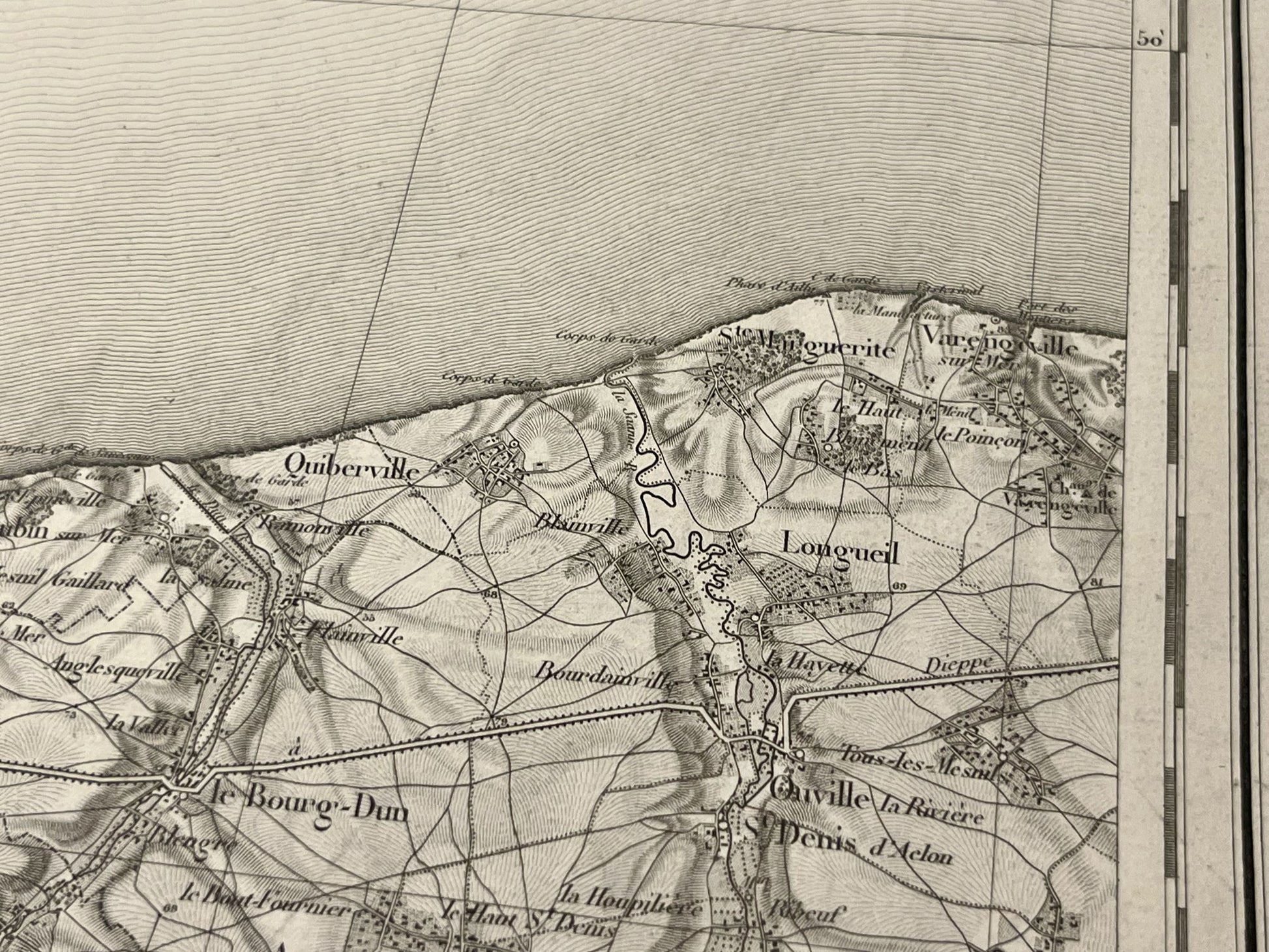 Carte geographique ancienne Quiberville-sur-Mer