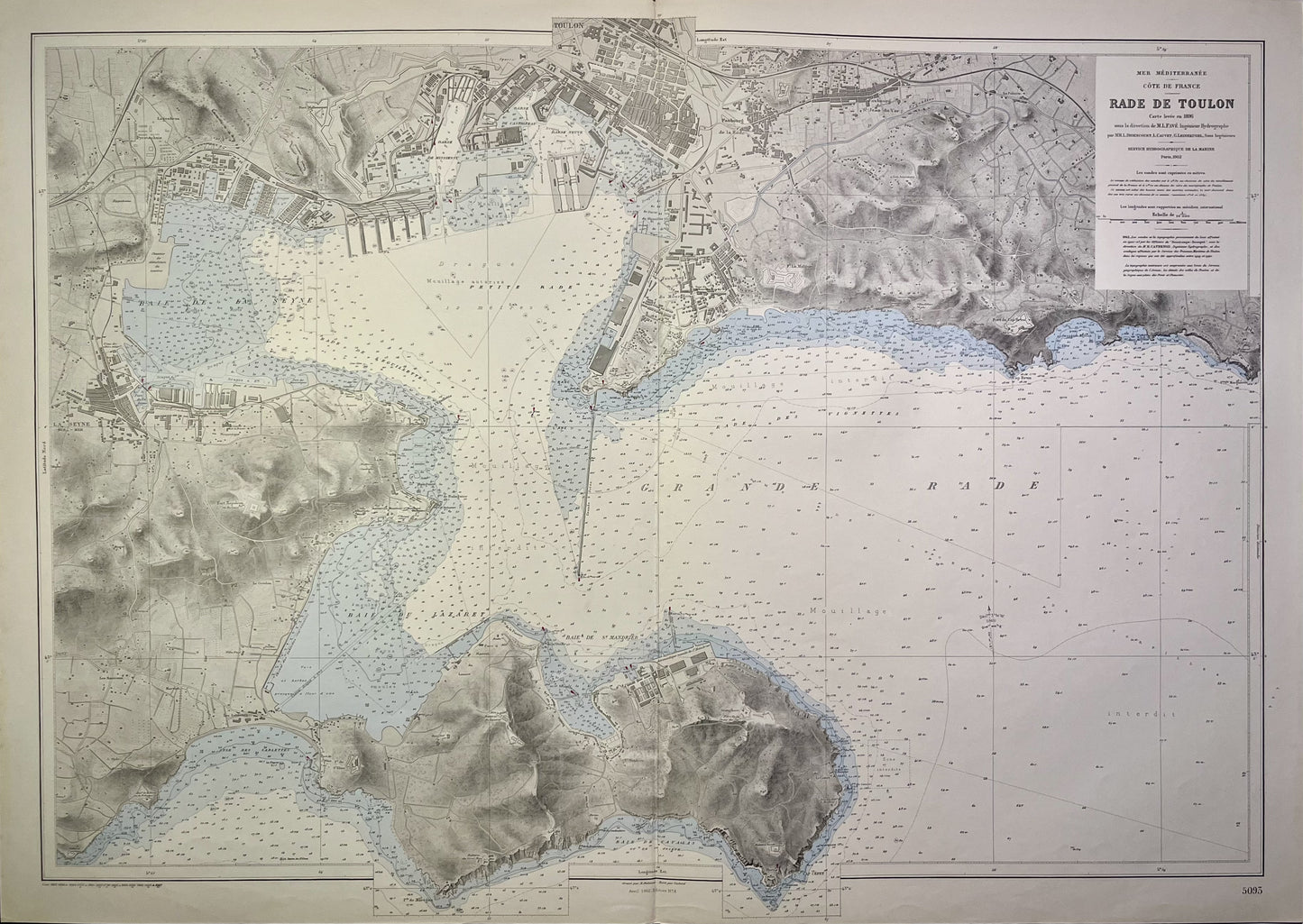 Carte geographique ancienne Rade de Toulon