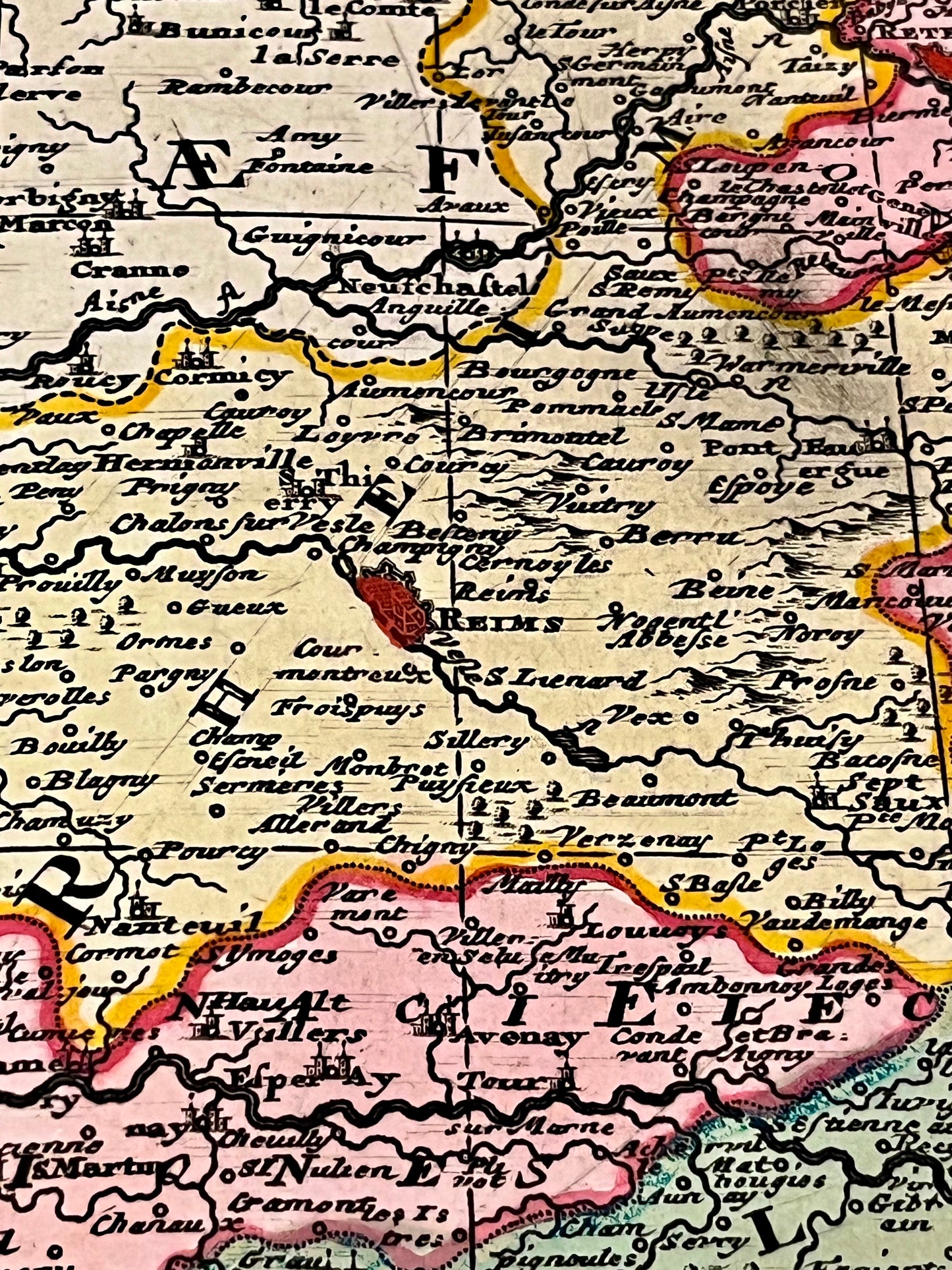 Carte geographique ancienne Reims Champagne