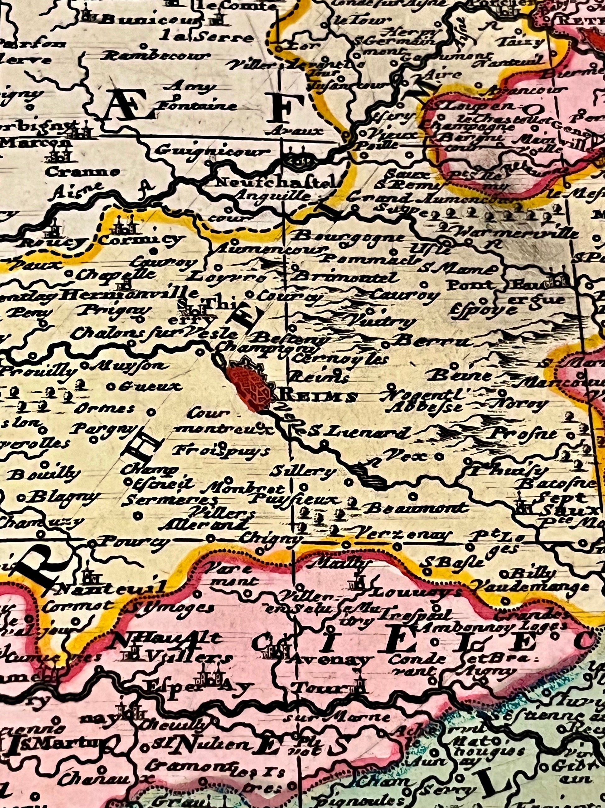 Carte geographique ancienne Reims Champagne