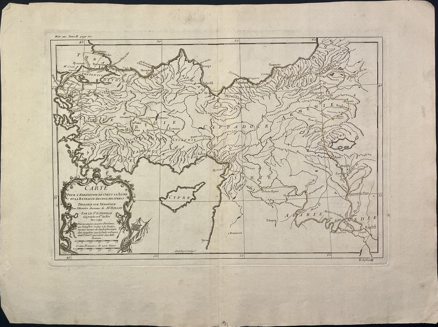Carte geographique ancienne Retraite des Dix-Mille