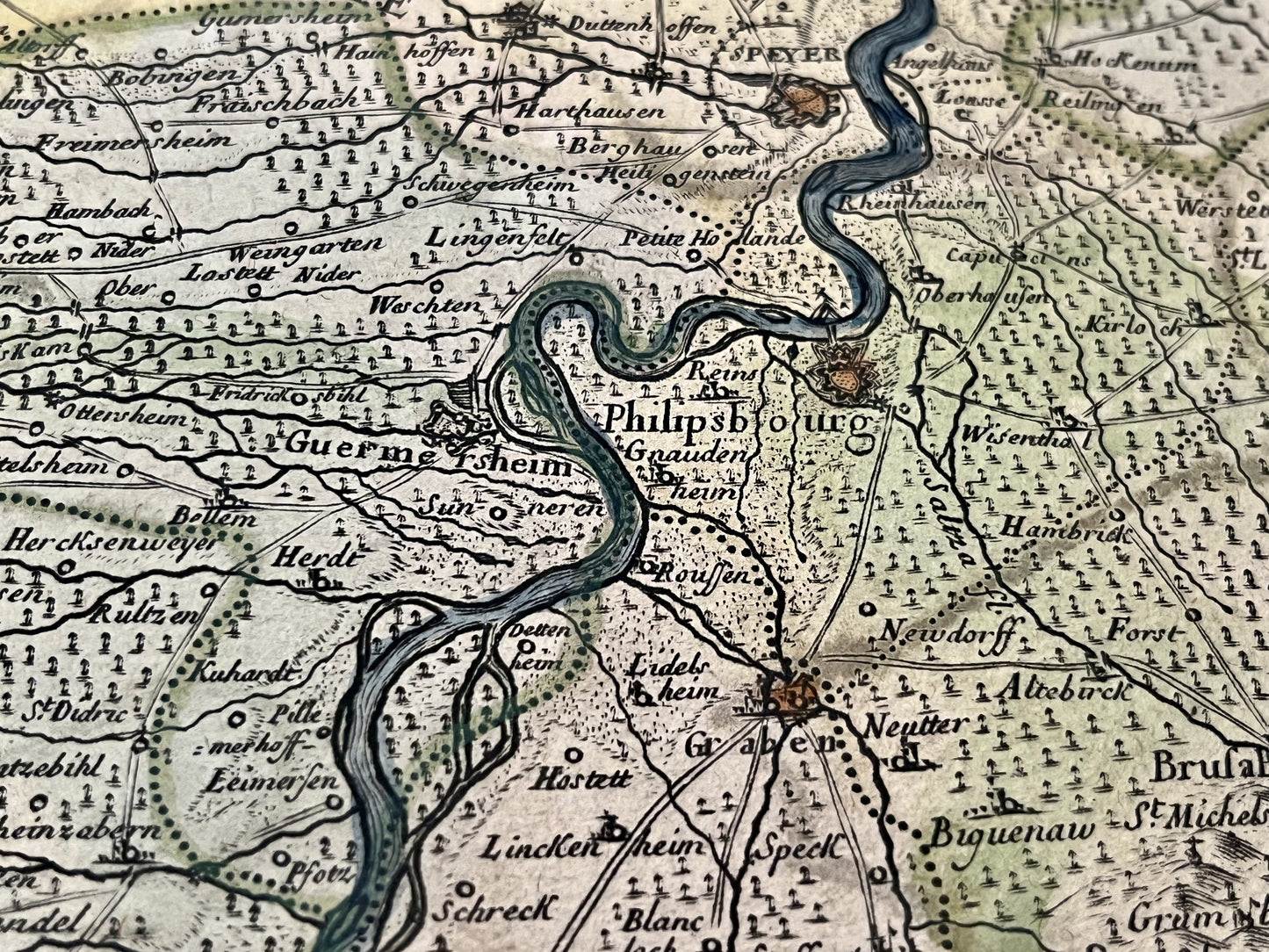 Carte geographique ancienne Rhin