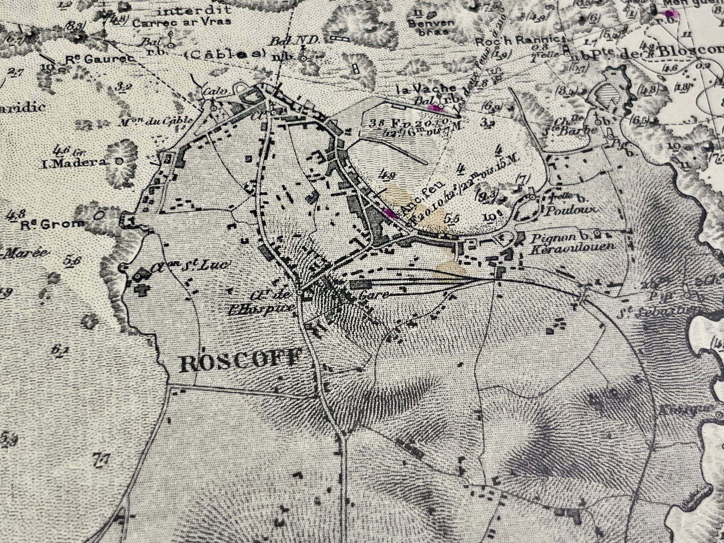 Carte geographique ancienne Roscoff