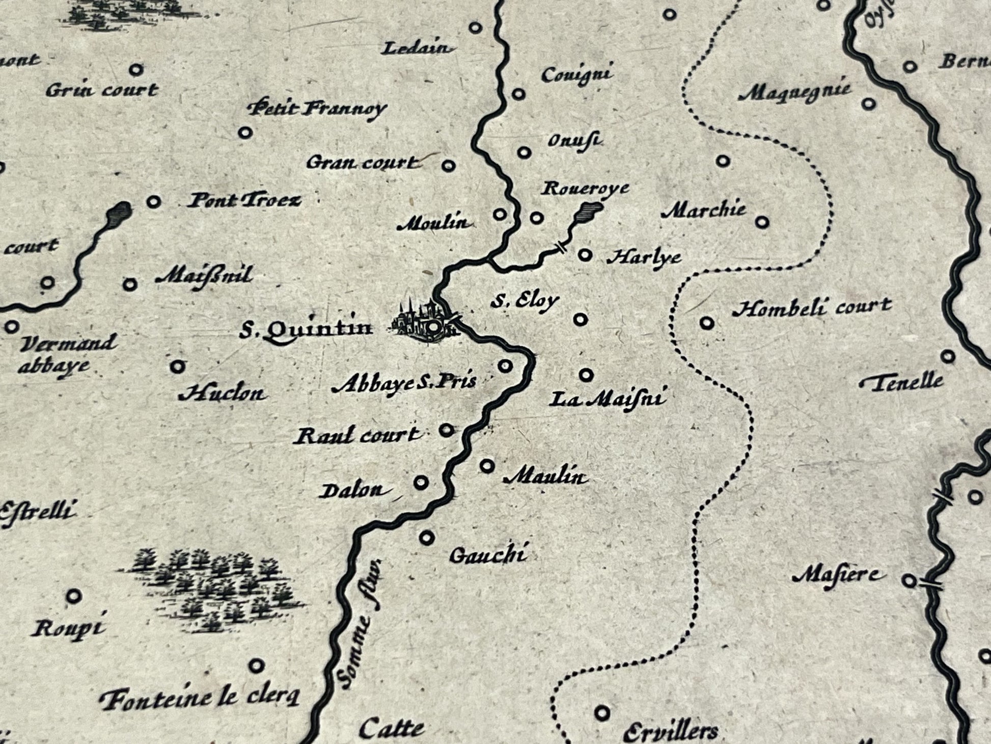 Carte geographique ancienne Saint-Quentin Aisne