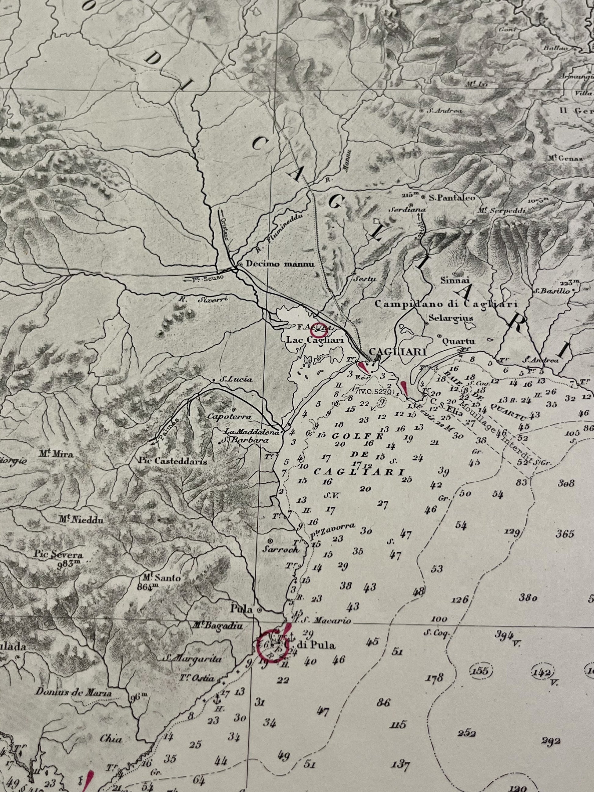 Carte geographique ancienne Sardaigne Cagliari