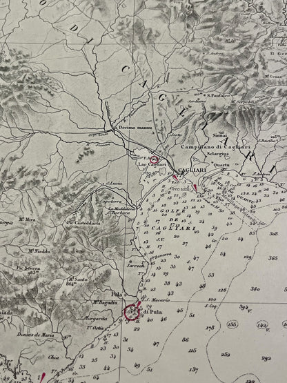 Carte geographique ancienne Sardaigne Cagliari