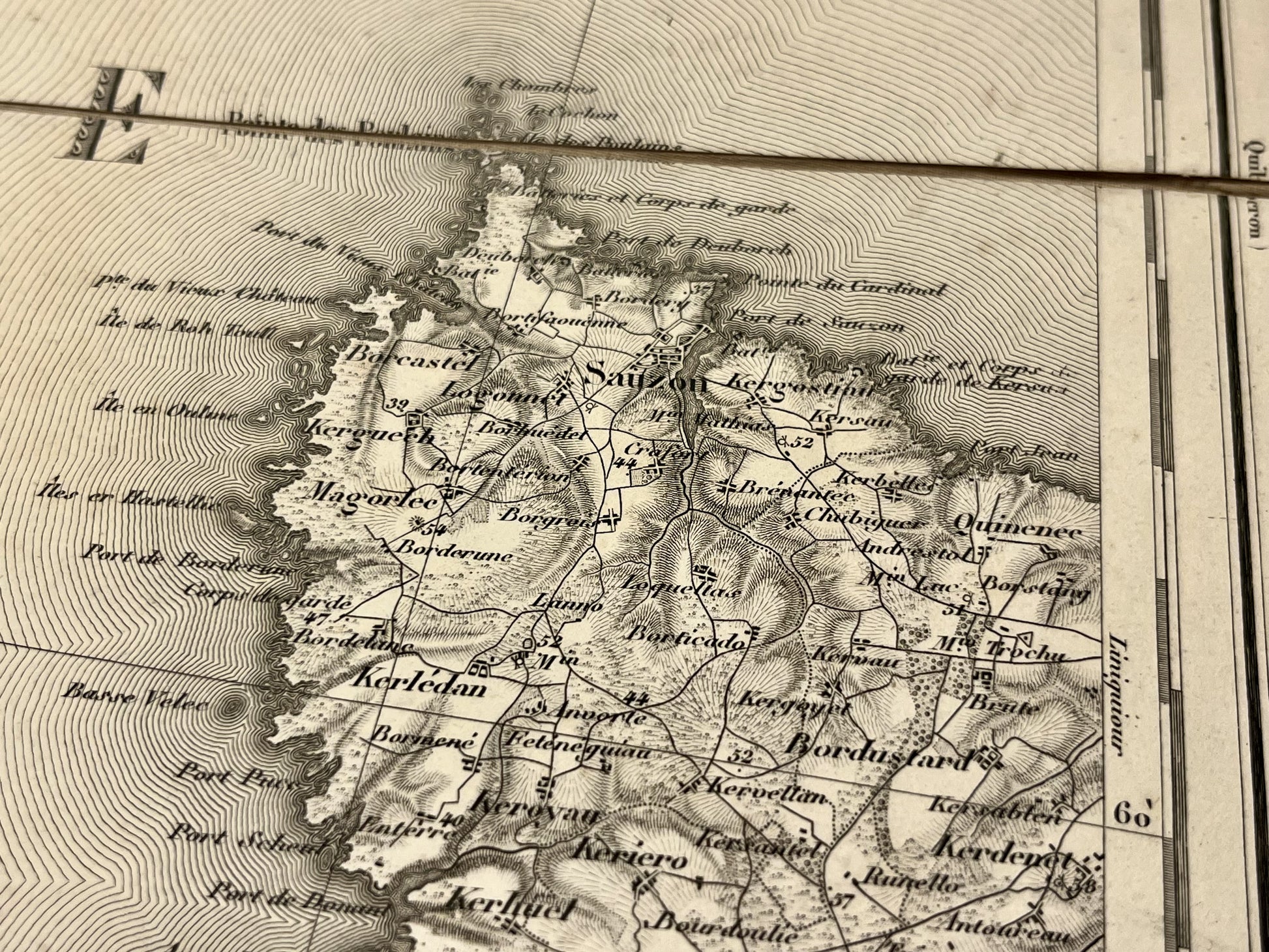 Carte geographique ancienne Sauzon Belle-Ile
