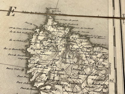 Carte geographique ancienne Sauzon Belle-Ile