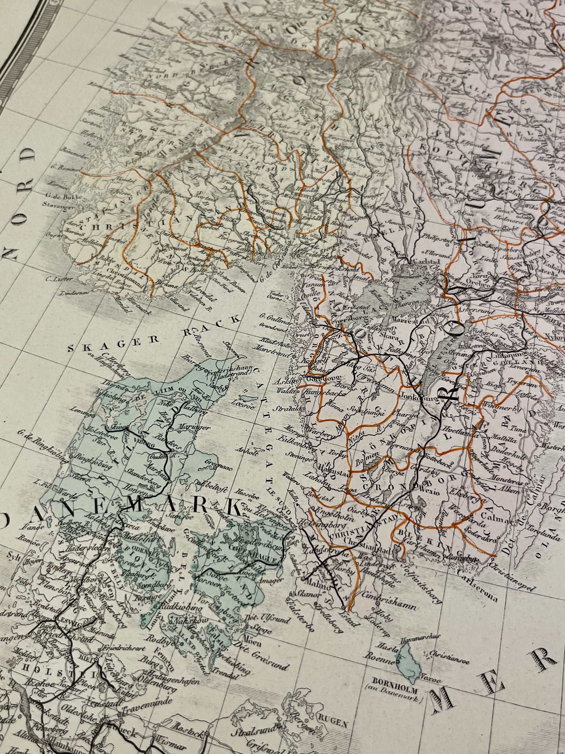 Carte geographique ancienne Scandinavie