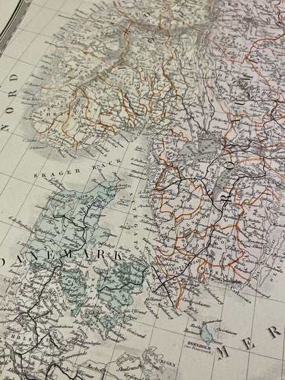 Carte geographique ancienne Scandinavie