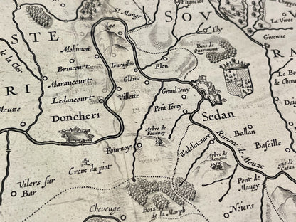 Carte geographique ancienne Sedan Donchery