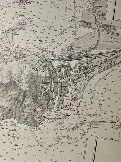 Carte geographique ancienne Sete Thau