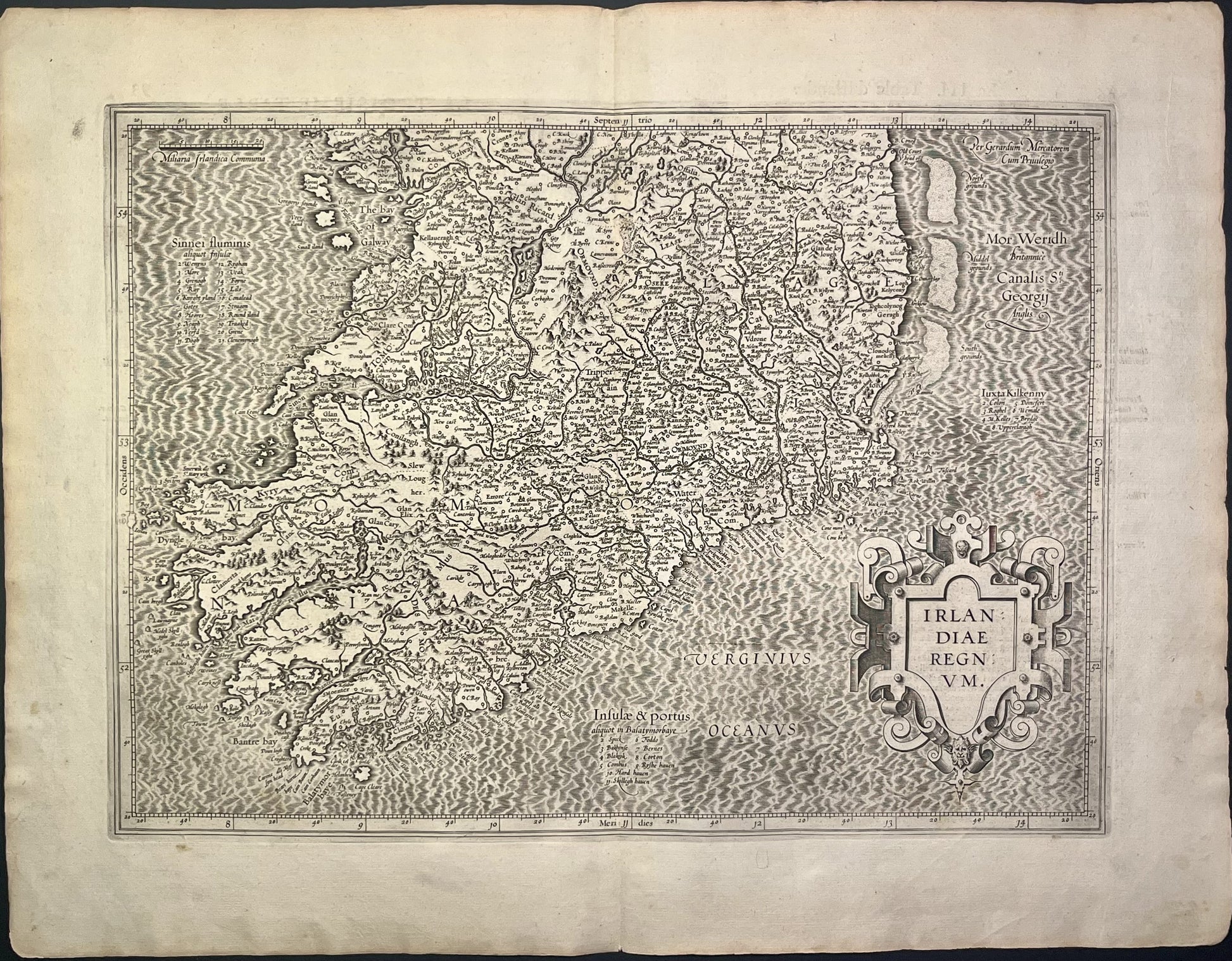 Carte geographique ancienne Sud Irlande par Mercator