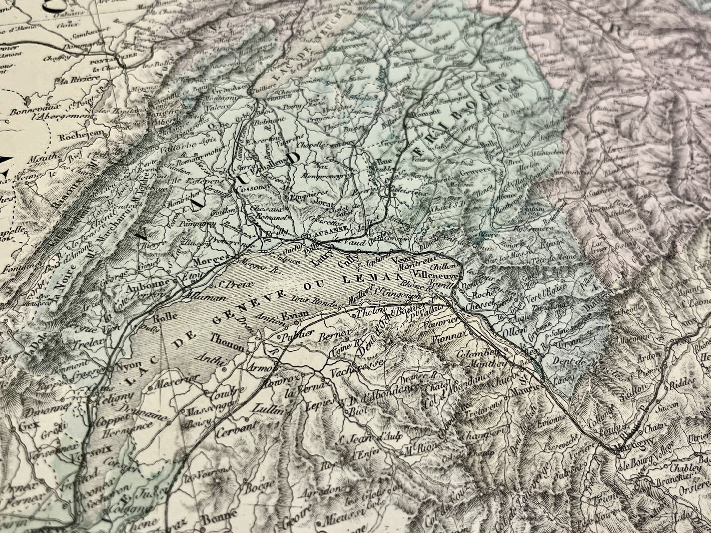 Carte geographique ancienne Suisse authentique