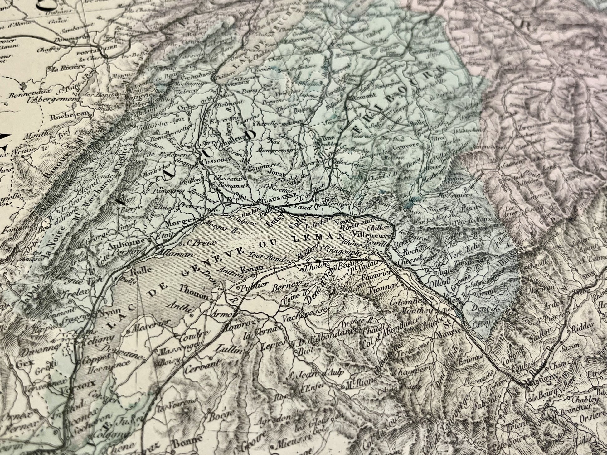 Carte geographique ancienne Suisse authentique