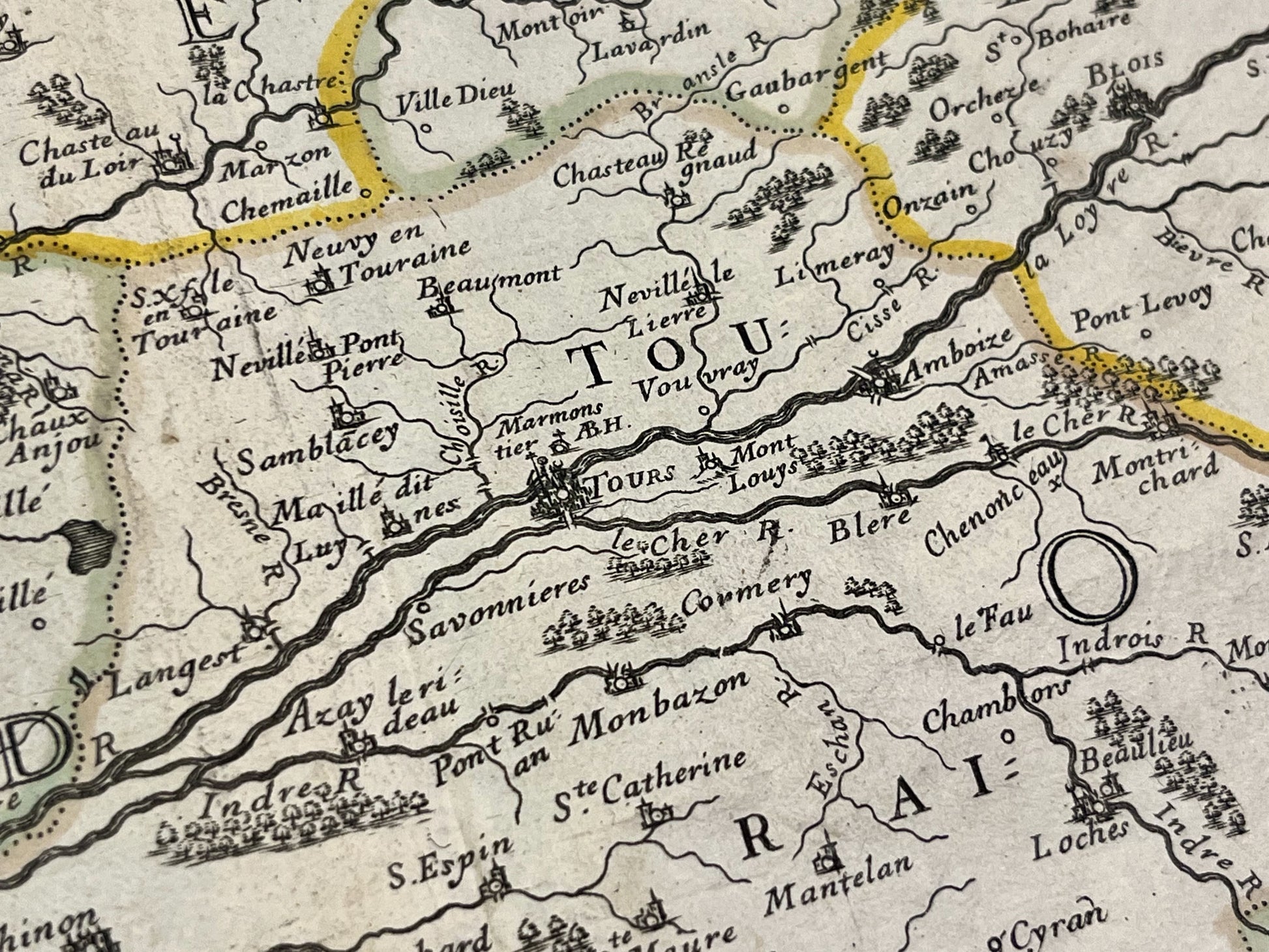 Carte geographique ancienne Tours Pays de la Loire