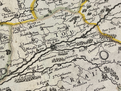 Carte geographique ancienne Tours Pays de la Loire