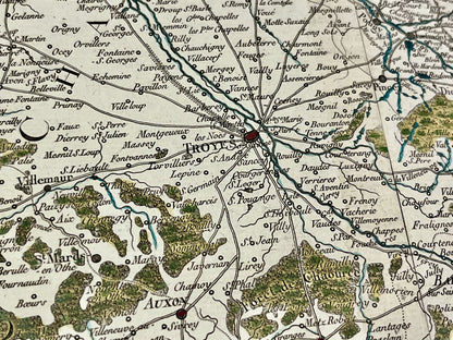 Carte geographique ancienne Troyes