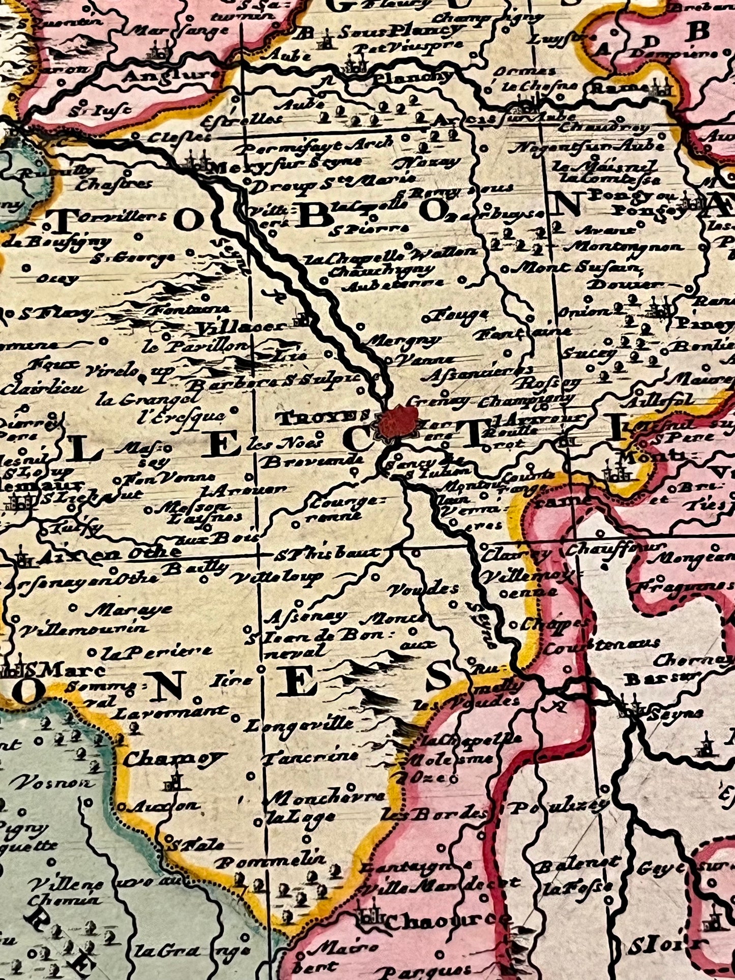 Carte geographique ancienne Troyes Champagne