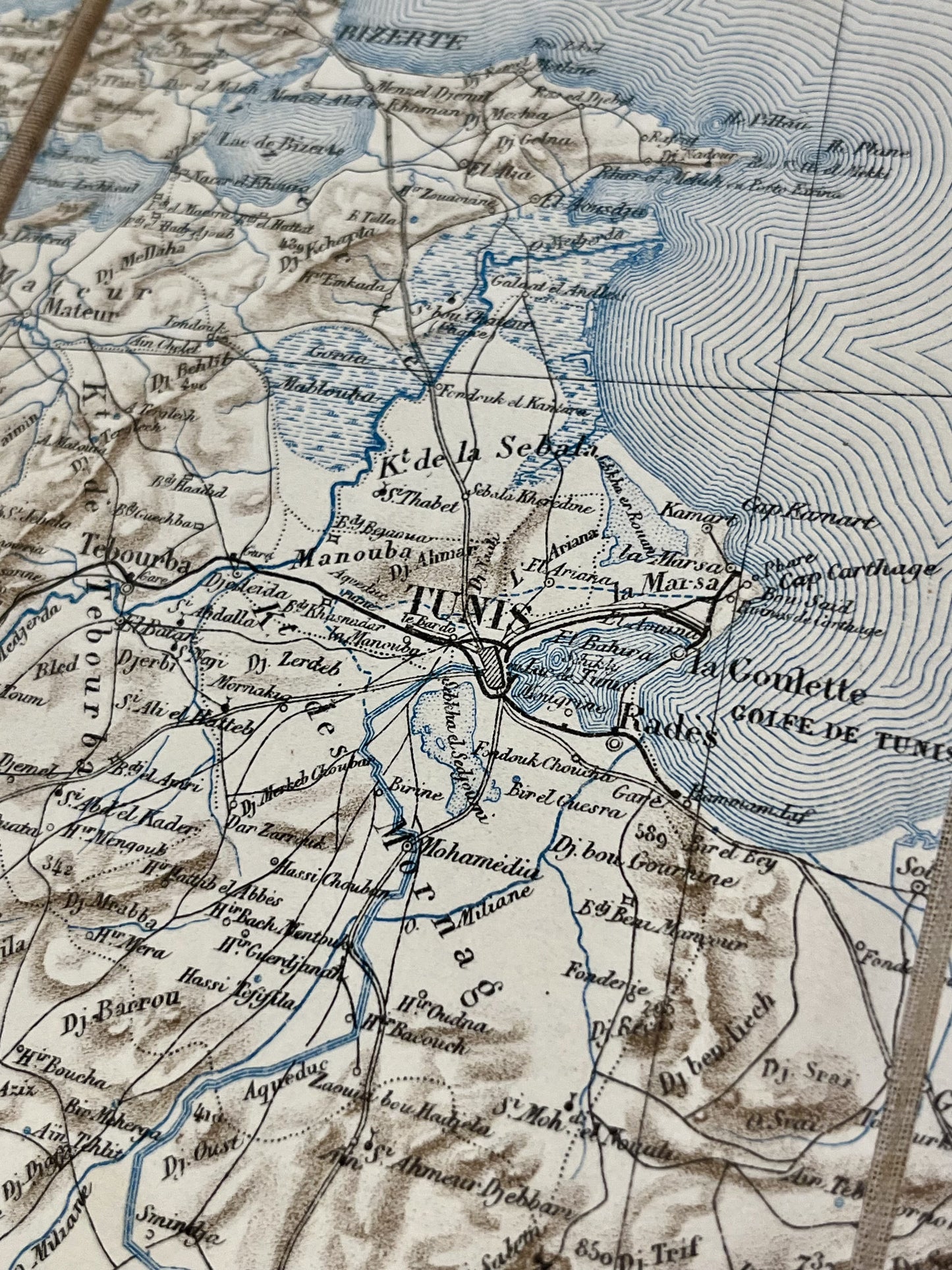 Carte geographique ancienne Tunis Tunisie