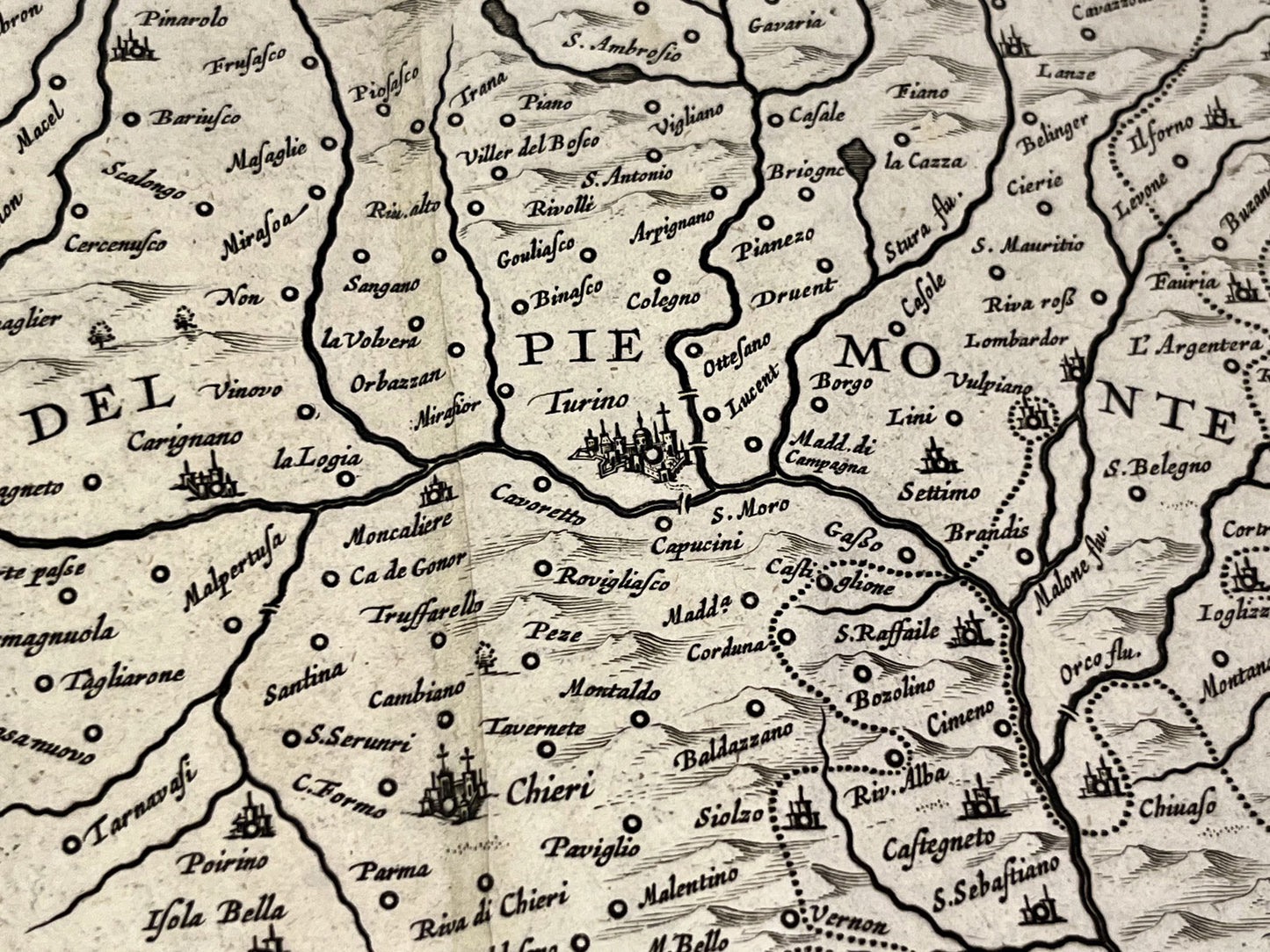 Carte geographique ancienne Turin et environs