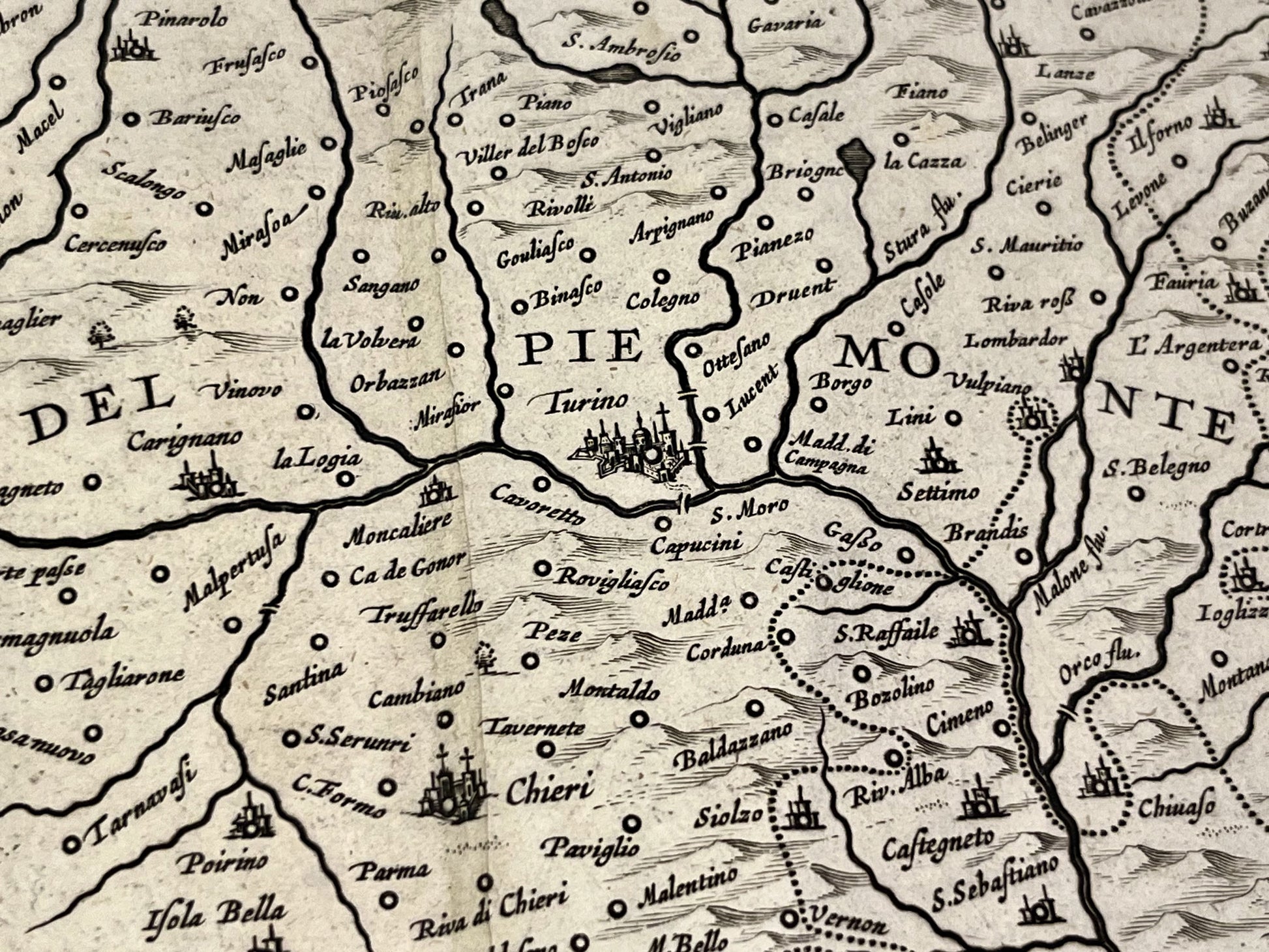 Carte geographique ancienne Turin et environs