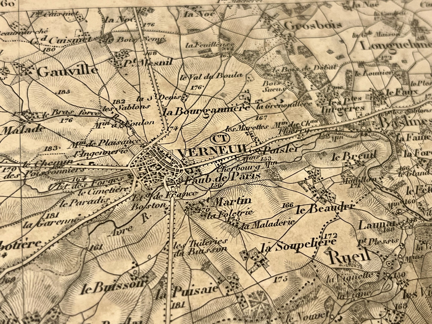 Carte geographique ancienne Verneuil Perche