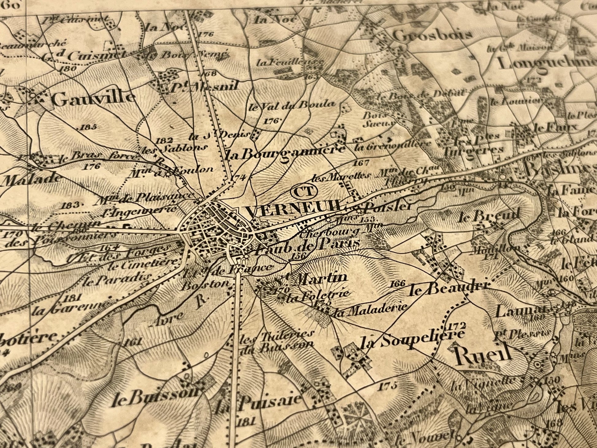 Carte geographique ancienne Verneuil Perche