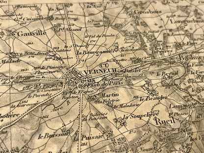 Carte geographique ancienne Verneuil Perche