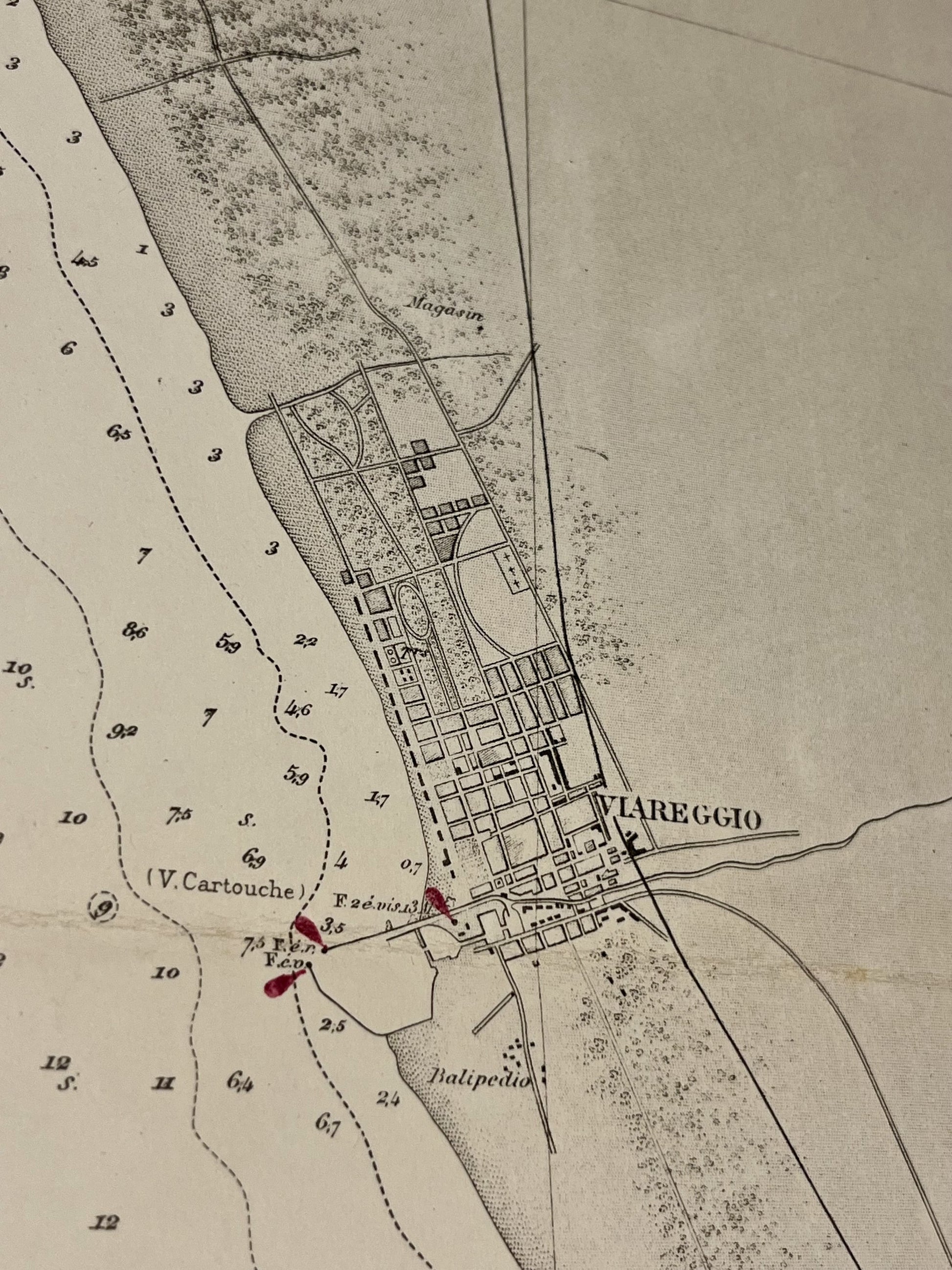 Carte geographique ancienne Viareggio