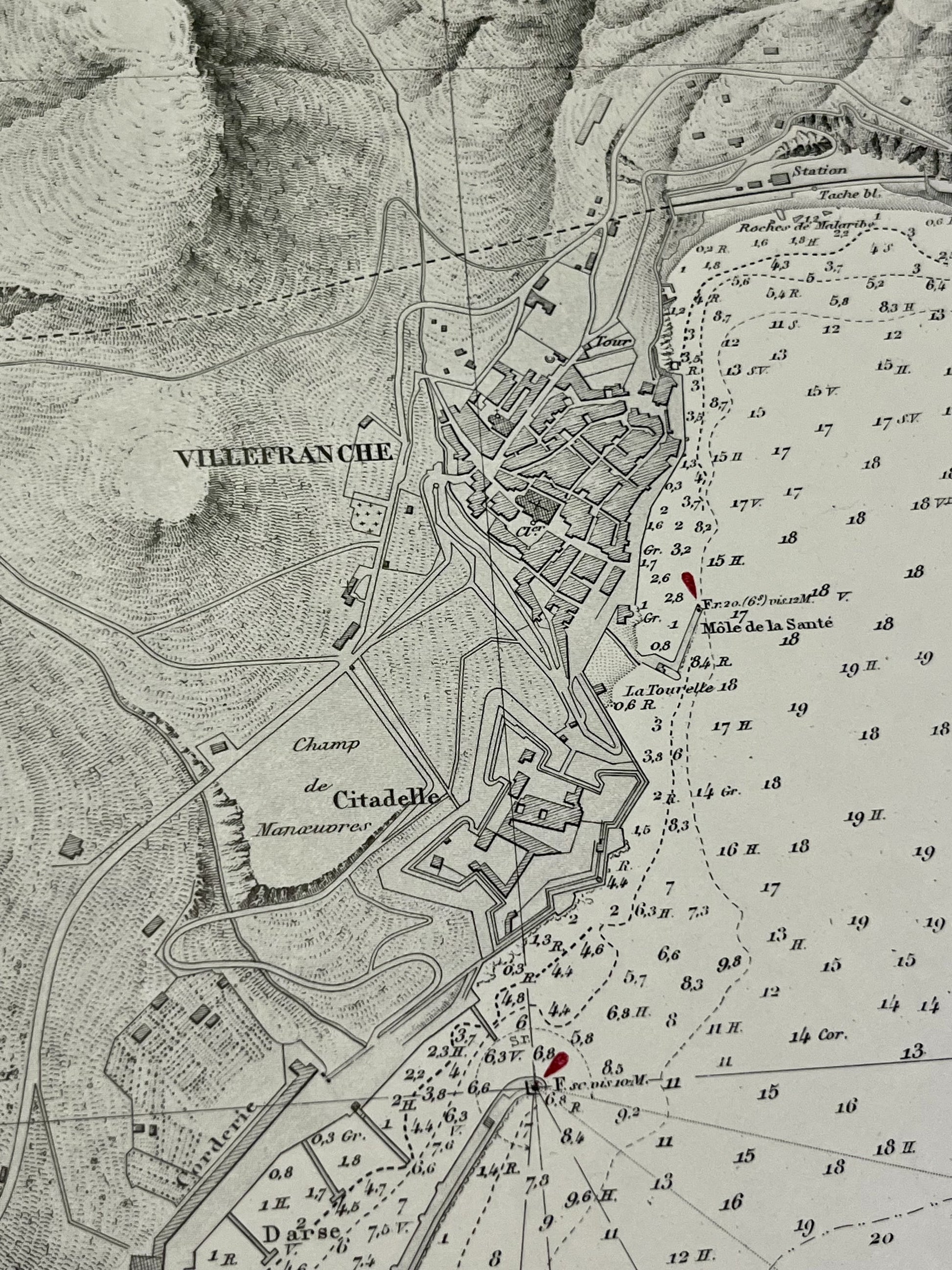 Carte geographique ancienne Villefranche sur Mer