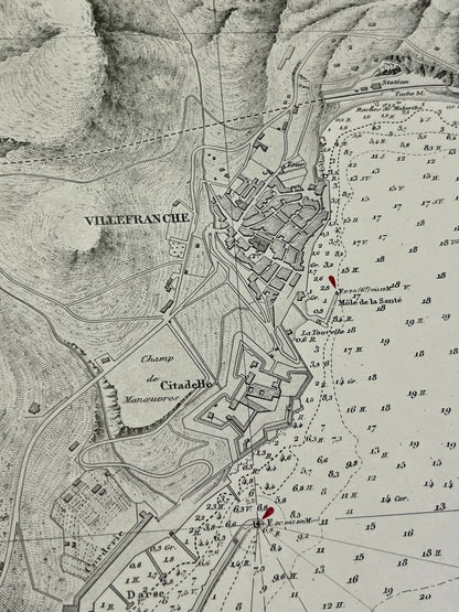 Carte geographique ancienne Villefranche sur Mer
