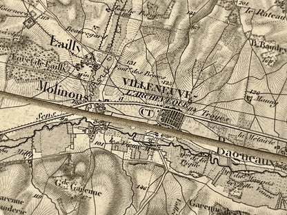 Carte geographique ancienne Villeneuve l Archeveque