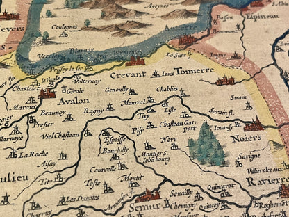 Carte geographique ancienne Yonne Tonnerre Semur