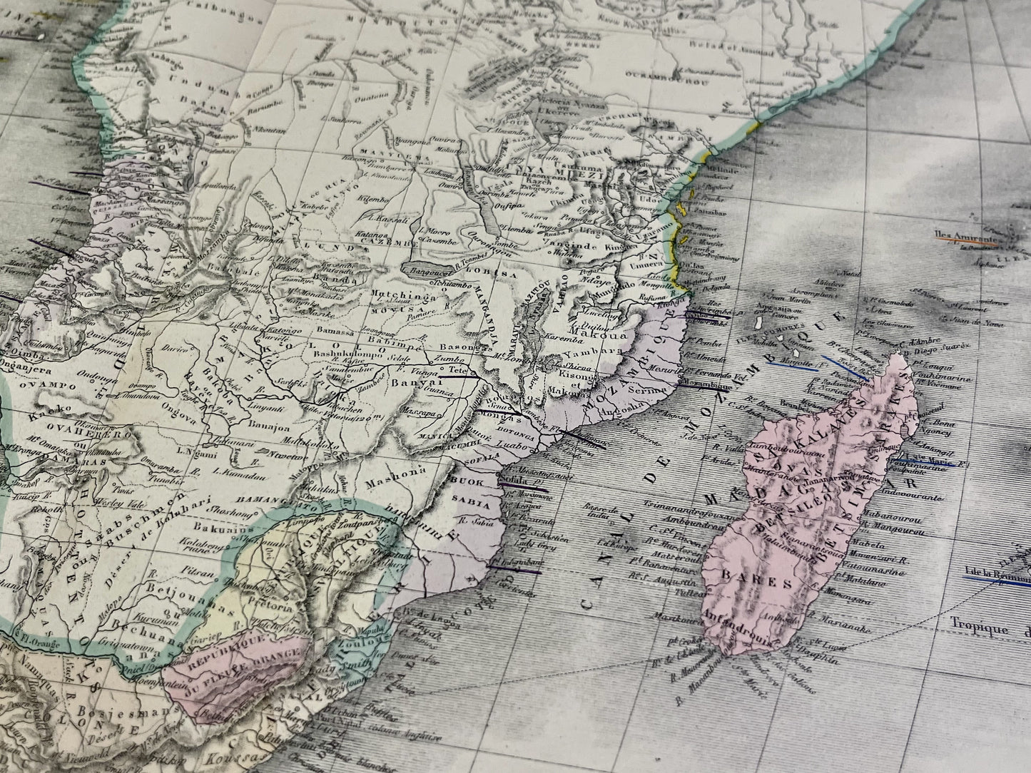 Carte geographique ancienne authentique Afrique