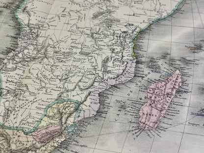 Carte geographique ancienne authentique Afrique