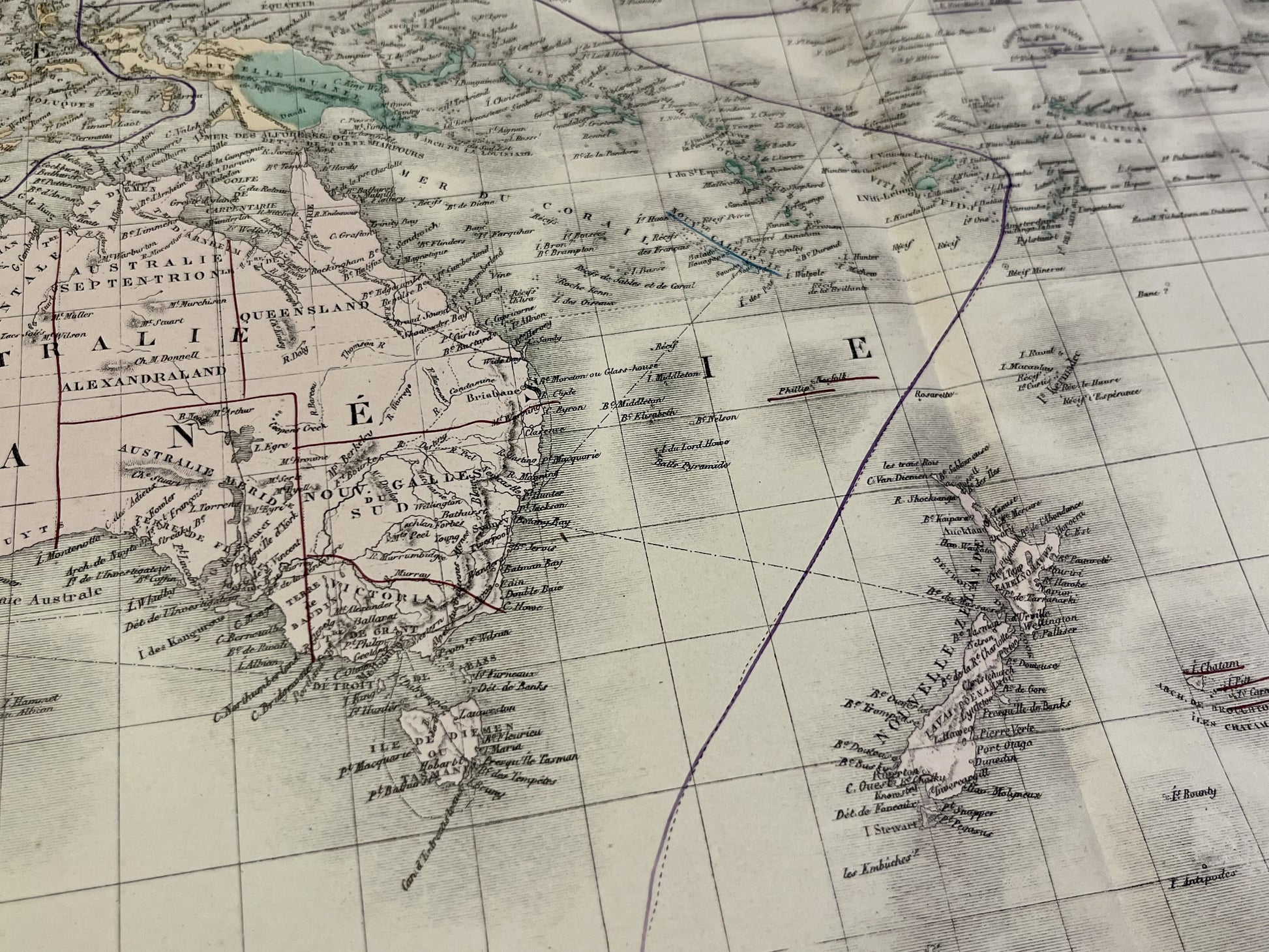 Carte geographique ancienne authentique Oceanie