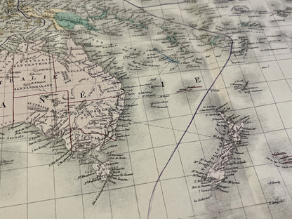 Carte geographique ancienne authentique Oceanie