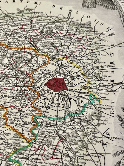 Carte geographique ancienne banlieue parisienne