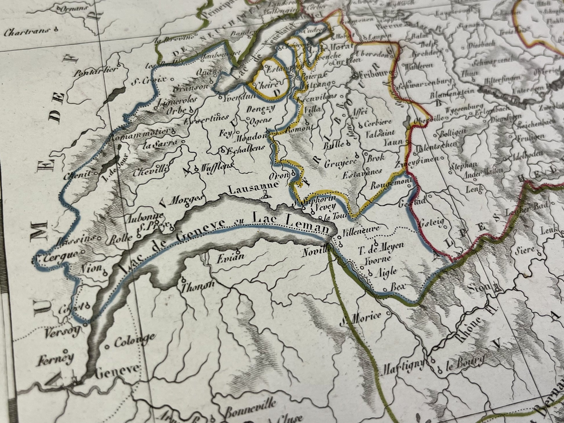 Carte geographique ancienne cantons suisses